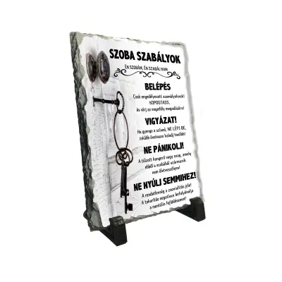 Szoba szabÁlyok, piatra ardezie personalizata, cu mesaj model, pa136